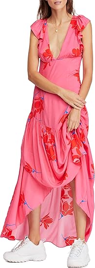 Amazon Free People レディース She S A Waterfall ハイ ローマキシドレス Us サイズ 4 カラー ピンク ワンピース チュニック 通販