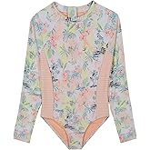 Roxy Girls Long Sleeve One-Piece Rashguard Swimsuit with UPF 50+ Sun Protection, Quick Drying Bathing Suit
