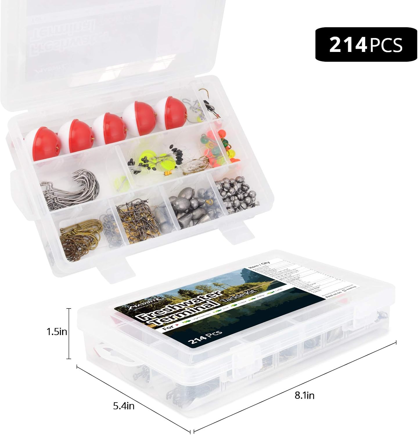 MadBite Freshwater Terminal Tackle Kits, 214 pcs, Fishing Hooks, Fishing Accessory Kit, Freshwater Fishing Gear, Fishing Tackle, Fishing Weights & Sinkers, Jig Hooks, Floats and Bobbers : Sports & Outdoors