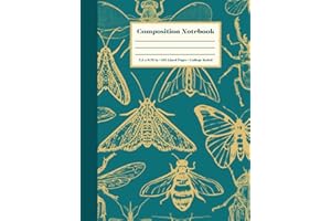 Entomology Science Class Composition Notebook: Gold and Blue Insect and Bug Themed Notebook: 7.5 by 9.75 inches and 110 Lined