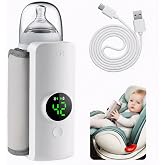 Portable Baby Bottle Warmer for Travel, Fast Heating &amp; Precise Temp Control, Cordless Rechargeable Milk Warmer with LED Display, Waterless &amp; Even Warming for Breastmilk On The Go