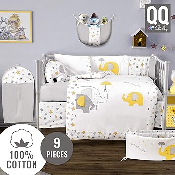 yellow elephant crib bedding