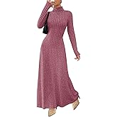 MITILLY Women Long Sleeve Maxi Dress 2025 Fall Winter Casual Turtle Neck Ribbed Knit Bodycon Going Out Dresses