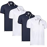 Albert Morris Men’s Short Sleeve Polo Shirts, Regular Fit, Moisture Wicking Performance Polyester, 4-Pack