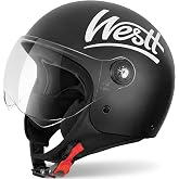 Westt 3/4 Open Face Motorcycle Helmet With Clean Visor - DOT Approved Vintage Moped Scooter Helmet for Men and Women