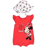 Disney Minnie Mouse Winnie the Pooh Nightmare Before Christmas Baby Girls Snap Romper and Bucket Sun Hat Newborn to Infant