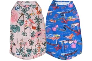 Uadonile Dog Cooling Shirts, Large Dog Shirts, Dog Clothes for Boy Girl Dogs, Dogs Cooling T-Shirts for French Bulldog, Beagle, Dog Summer Shirts Hawaiian, Quick Dry Shirt for Dogs (L, 2 Pcs)