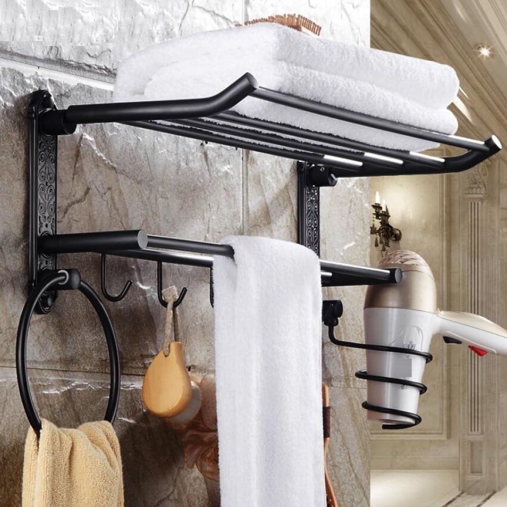 ZXY Toallero Vintage Cobre Plegable Negro con Toallero ...