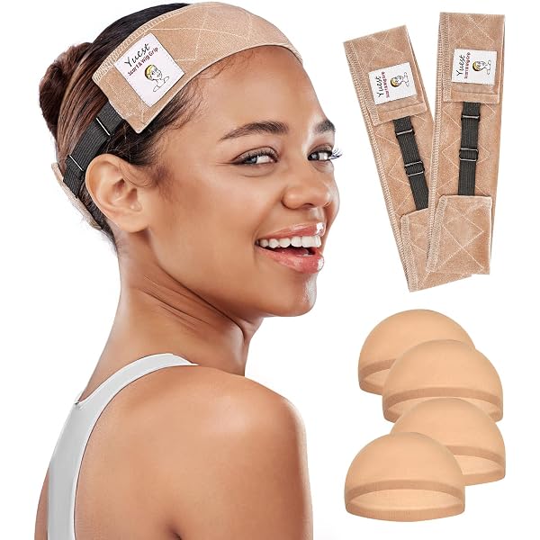 Bandeau Satin Pour Perruques - 2 Pièces (rose Et Noir), élastique Antidérapant, Confortable, Pour Sport, Coiffure, Accessoire Cheveux