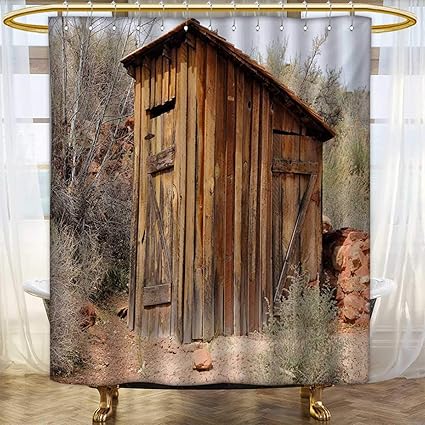 Amazon Com Lacencn Outhouse Shower Curtains Fabric Old Wooden
