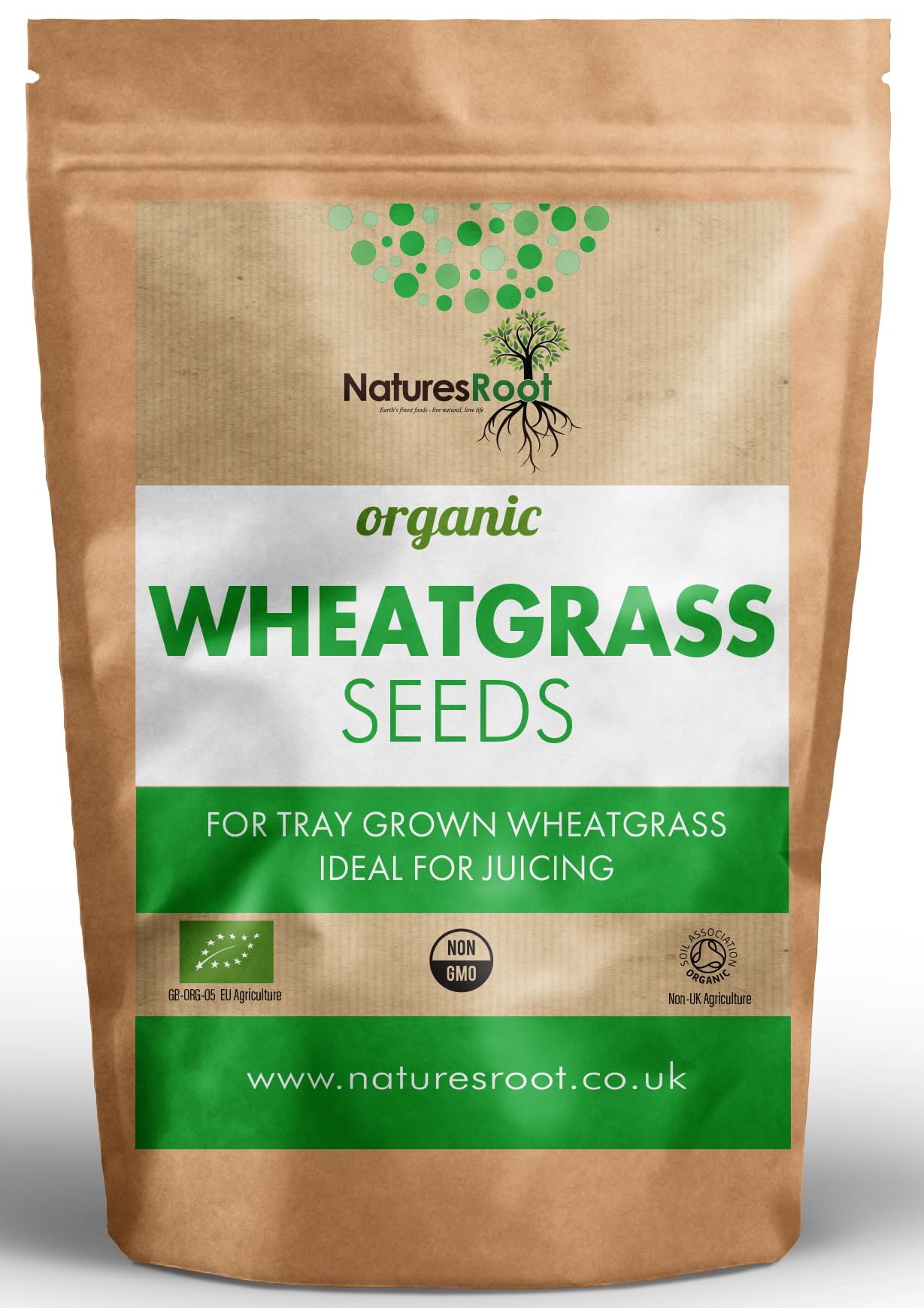 Natures Root Organic Wheatgrass Sprouting Seeds 500g - Superfood | Non GMO | Microgreen Sprouts | Garden Planting | Wheat Grass Juicing | Cat Grass