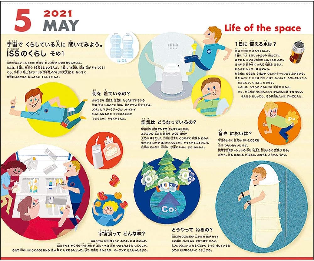 Amazon 21年 宇宙りょこうへでかけるカレンダー Vol 090 文房具 オフィス用品 文房具 オフィス用品
