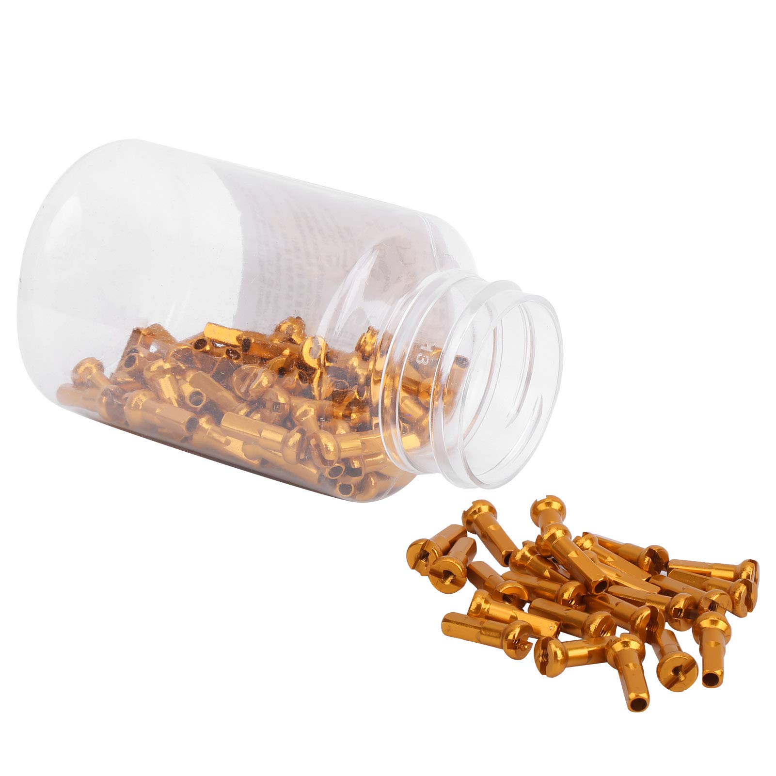 Keenso Bike Spoke Nipples, 100 Pcs Aluminum Alloy Bicycle Spoke Bike Spoke Nipples Spoke Cover Cycling Accessory(Gold) Bicycles and spare parts