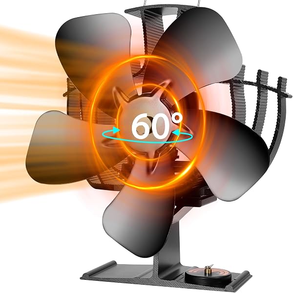 Amazon.com: CWLAKON Wood Stove Fan 60° Oscillating Large Size, 5 Blades  Heat Powered Stove Fan, Silent Eco Stove Top Fans with Thermometer, Non  Electric Fireplace Fan for Gas, Pellet, Wood Burning Stove :