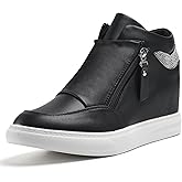 Ckrola Womens Fashion Platform Shoes Hidden Wedge Heel High Top Sneakers for Women Platform Boots Working Shoes Women