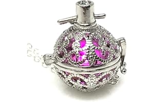 UMBRELLALABORATORY Steampunk FIRE Necklace - Pendant Glow Locket - Great Gifts for women, Mother, Father, cute magical Jewelry