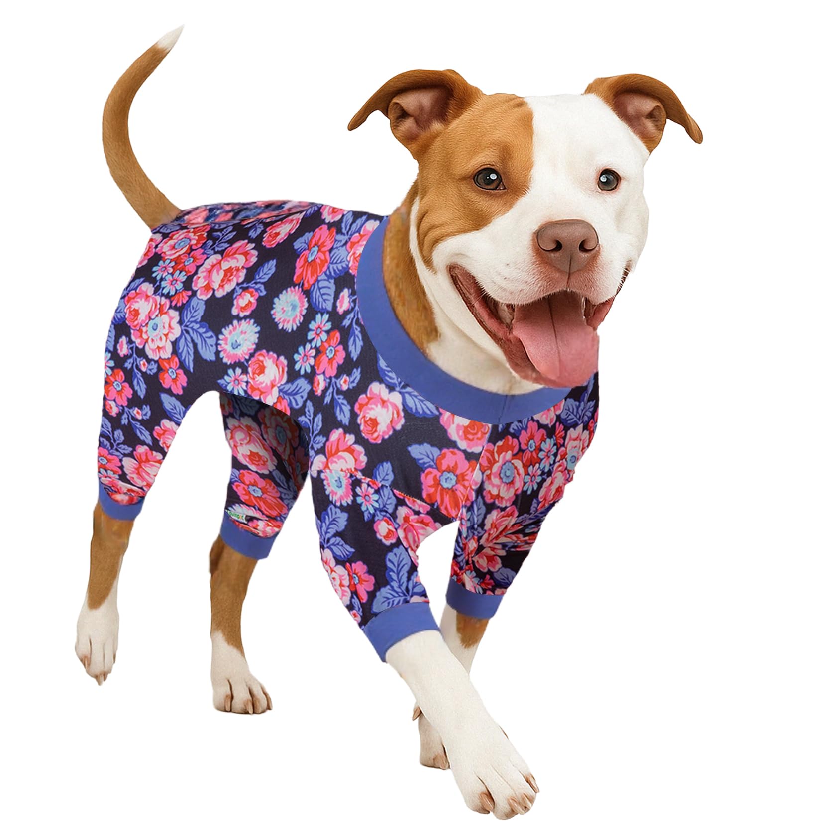 Photo 1 of LovinPet Large Dog Pjs for Female Dogs, Anti Licking PJ's,Wound Care Post-Surgery Dogs Pajamas, Skin-Friendly Fabric,Navy and Hot Pink Rose Garden Print,Large Dog Pjs for Camping,Travel,Home,XL