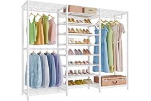 VIPEK S3 Freestanding Clothes Rack Heavy Duty Garment Rack 6-Tier Shoe Rack Closet Storage Organizer Large Wardrobe, Hanging Rod, Adjustable Metal Shelf, 68.9" L x 15.7" W x 76.4" H, White