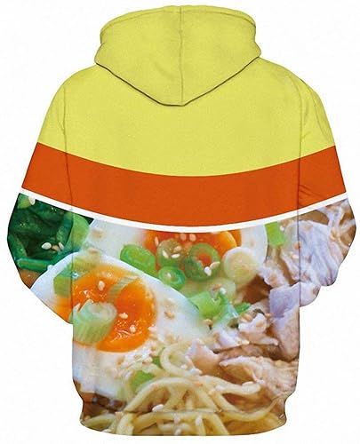 Keasmto 3D Ramen Chicken Noodle Soup Hoodies Sweatshirts for Men