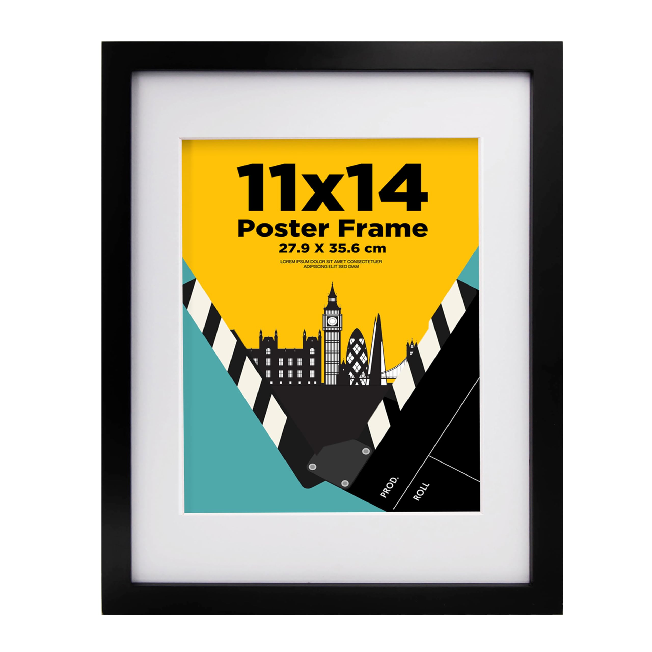 EGOFINE 14x11 Picture Frame,100% Solid Wood Frames with 10x8 Mat,14x11 Photo Frames with Acrylic Glass,35.6x27.9cm Poster Frame for Tabletop and Wall Mounting,Black