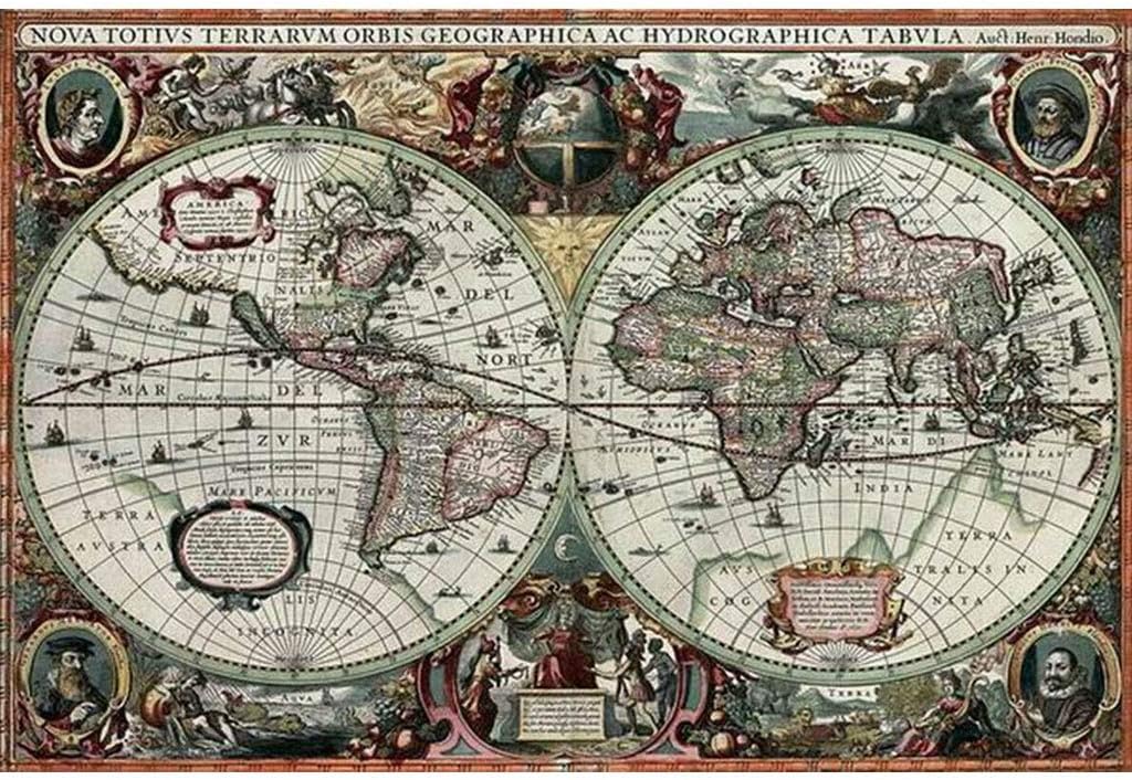 HIGQ IQ Ancient World Map, Fine Details, Perfect Cut & Fit, Basswood 1000 Pieces Boxed Puzzles Toys Game Art Painting For Adults & Kids 46