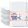 GSSSUSA Bubble Mailers 4x8 Inch 100 Pack Padded Envelopes Usable Size 4x7 Inch Shipping Envelopes Self Seal Small Packaging Shipping Bags for Mailing Jewelry, Small Business, White
