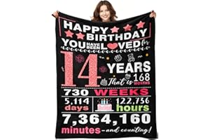 YPURTSD 14 Year Old Girl Gifts - 14th Birthday Gifts for Girls - Bday Gifts for 14-Year-Old Girl - 14th Birthday Decorations for Girls - Bday Presents for Teen Girly Ideas - Throw Blanket 50"x60"