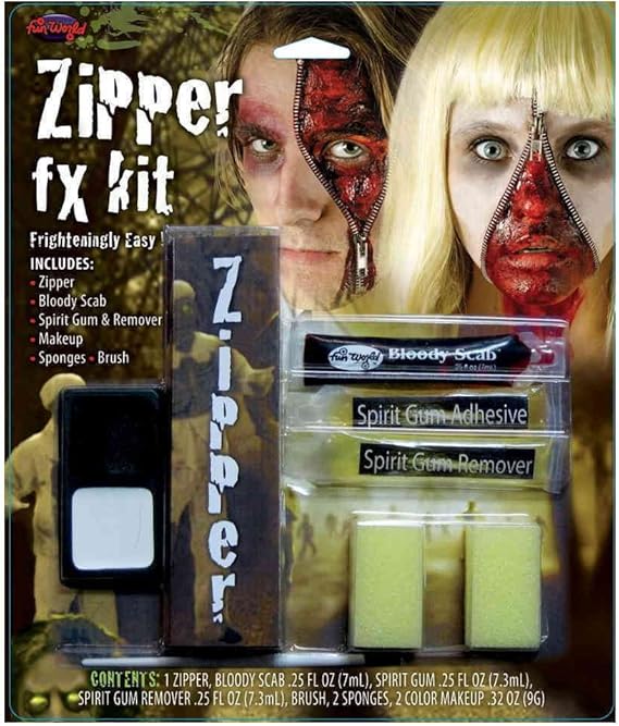 Zipper FX Kit Scab, Spirit Gum &amp; Remover Zombie Halloween