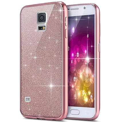Kompatibel mit Galaxy S5 Hülle,Galaxy S5 Neo Hülle,Galaxy S5/S5 Neo Silikon Hülle Glitzer,Kristall Bling Glänzend Strass TPU 