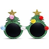 Vaulted Skulls & Co Christmas Tree Glasses | Xmas Tree Sunglasses | Christmas Sunglasses with Pom Poms | Holiday Party Glasses | Holiday Party Photobooth Props | Novelty Holiday Eyewear | One Size