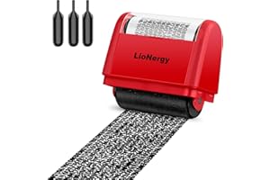 Identity Protection Roller Stamp LioNergy Roller Identity Theft Prevention Security Stamp with 3 Refills - Red
