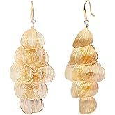 Gold Dangle Earrings for Women Dangling Boho Chandelier Floral Leaf Statement Earrings Dangly Lightweight Bohemian Jewelry for Prom Party