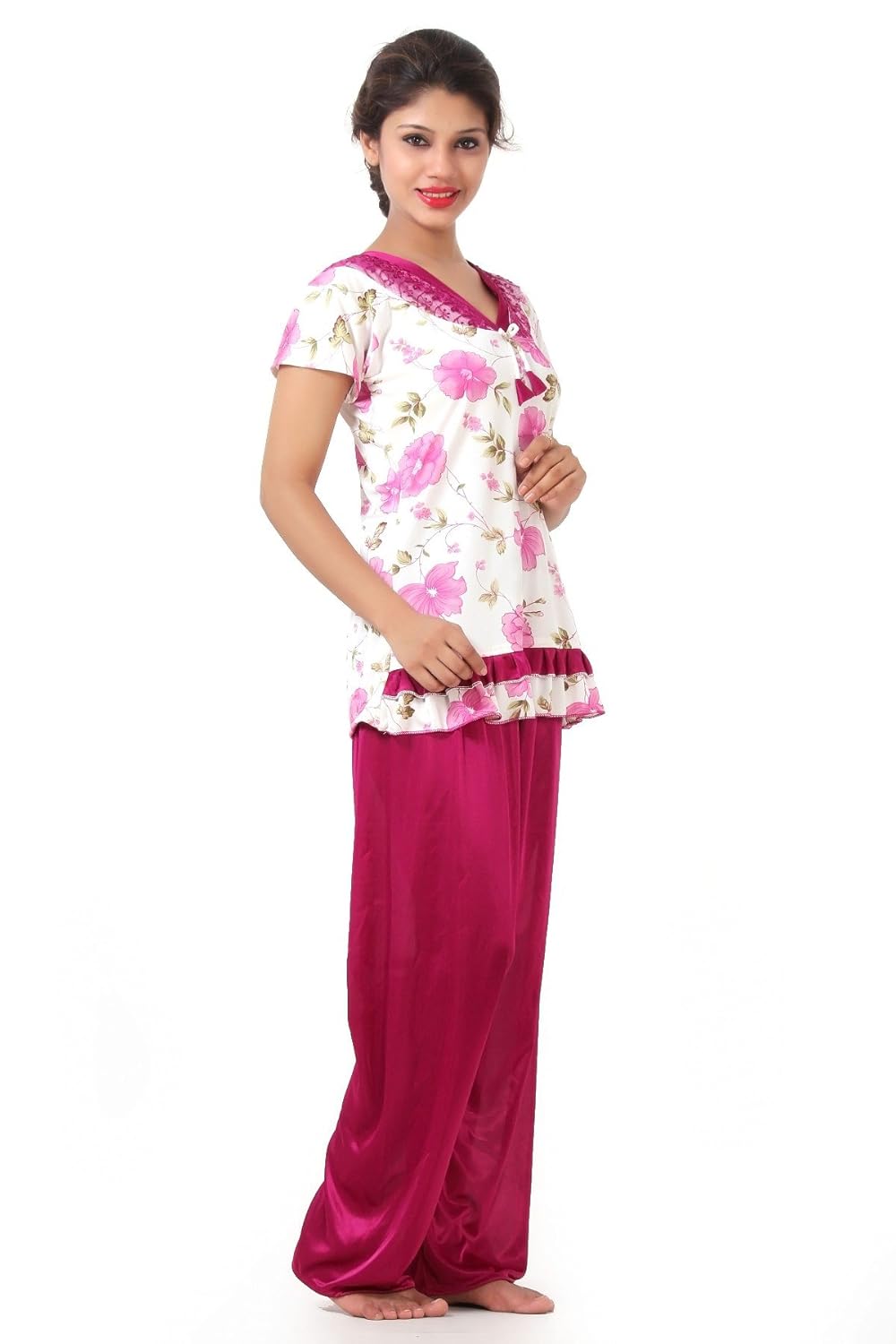 fashigo women's solid top & pyjama set (free size)