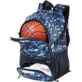 WOLT Basketball Backpack Large Sports Bag with Separate Ball Holder & Shoes Compartment, Best for Basketball, Soccer,Gym