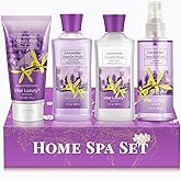 Bath and Body Gift Set, Lavender Vanilla Blush 4-Piece Skincare Collection - Lotion, Shower Gel, Hand and Body Cream, Body Mist, 3 Fl Oz Each, Holiday Gift for Her/Mom/Girlfriend/Sister