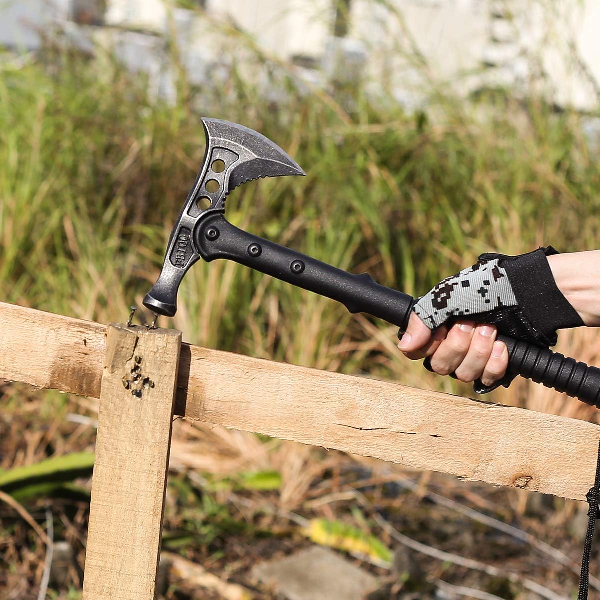 JXE JXO Camping Axe, Survival Hatchet with Sheath, Throwing Tactical Tomahawk with Hammer, Nylon Fiber Handle for Outdoor Survival Hiking Camping : Sports & Outdoors