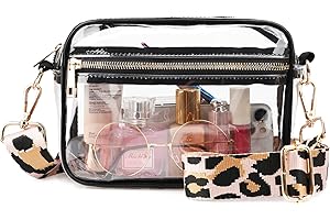 WEDDINGHELPER Clear Crossbody Bag, Clear Bag Stadium Approved Clear Purse with Adjustable Strap for Sports Concerts Festivals