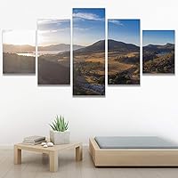 SIGNWIN 5 Panel Canvas Wall Art Modern Art Expressive Landscape Modern Mountain Top Multicolor Photography for Home Decorations Ready to Hang - 60