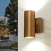 Zicbol Up and Down Lights Outdoor, Modern Gold LED Outdoor Wall Lights Fixture in 2 Lights, 7 inch Cylinder Exterior Light Fi