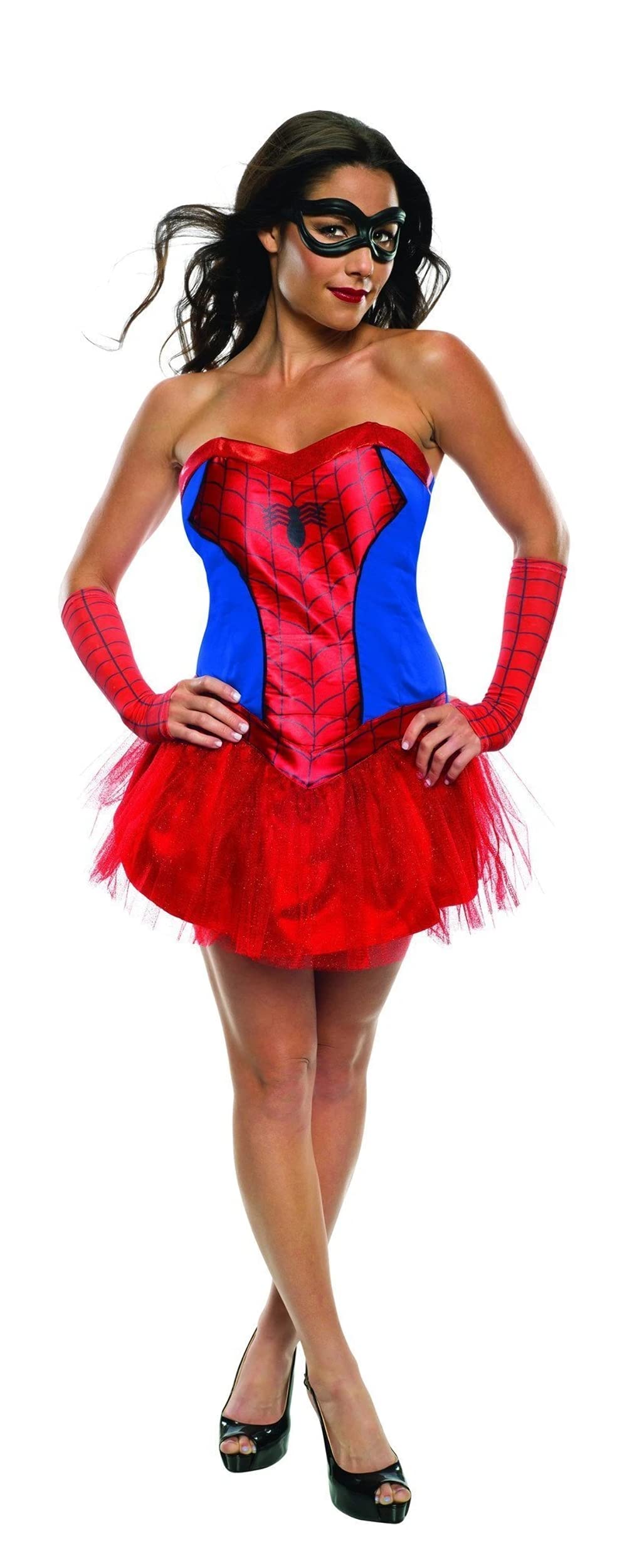 Ladies Official Marvel Sexy Spiderman Spidergirl Spiderwoman Superhero Tutu Halloween Film Fancy Dress Costume Outfit UK 6-18 (UK 12-14) Red