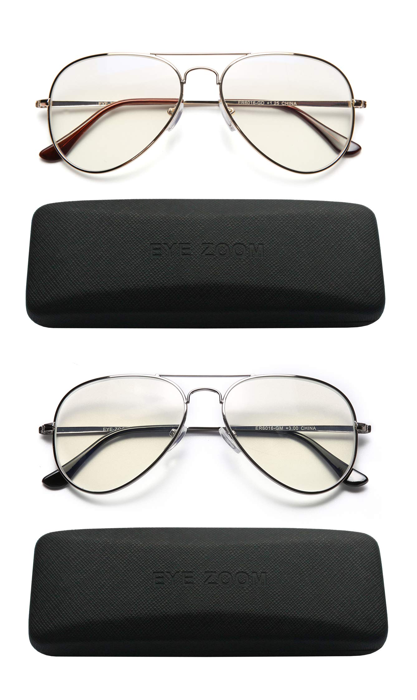 2 Pack Blue Light Blocking Readers Aviator Style Anti Blue Ray and UV Reading glasses for Men and Women