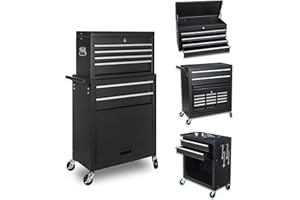 Arltamox Tool Chest, 8-Drawer Rolling Tool Storage Cabinet with 2 in 1 Detachable Top Tool Box, Liner, Lockable Wheels, Side Hooks, Locking Mechanism, Metal Tool Cart for Garage