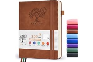 PERCUN Lined Journal Notebook for Men & Women,200 Pages A5 Hardcover Leather Notebook (5.9"x8.5"), Travel Journal for Work, School, Business Writing, Note Taking, Notepad Diary (Brown)