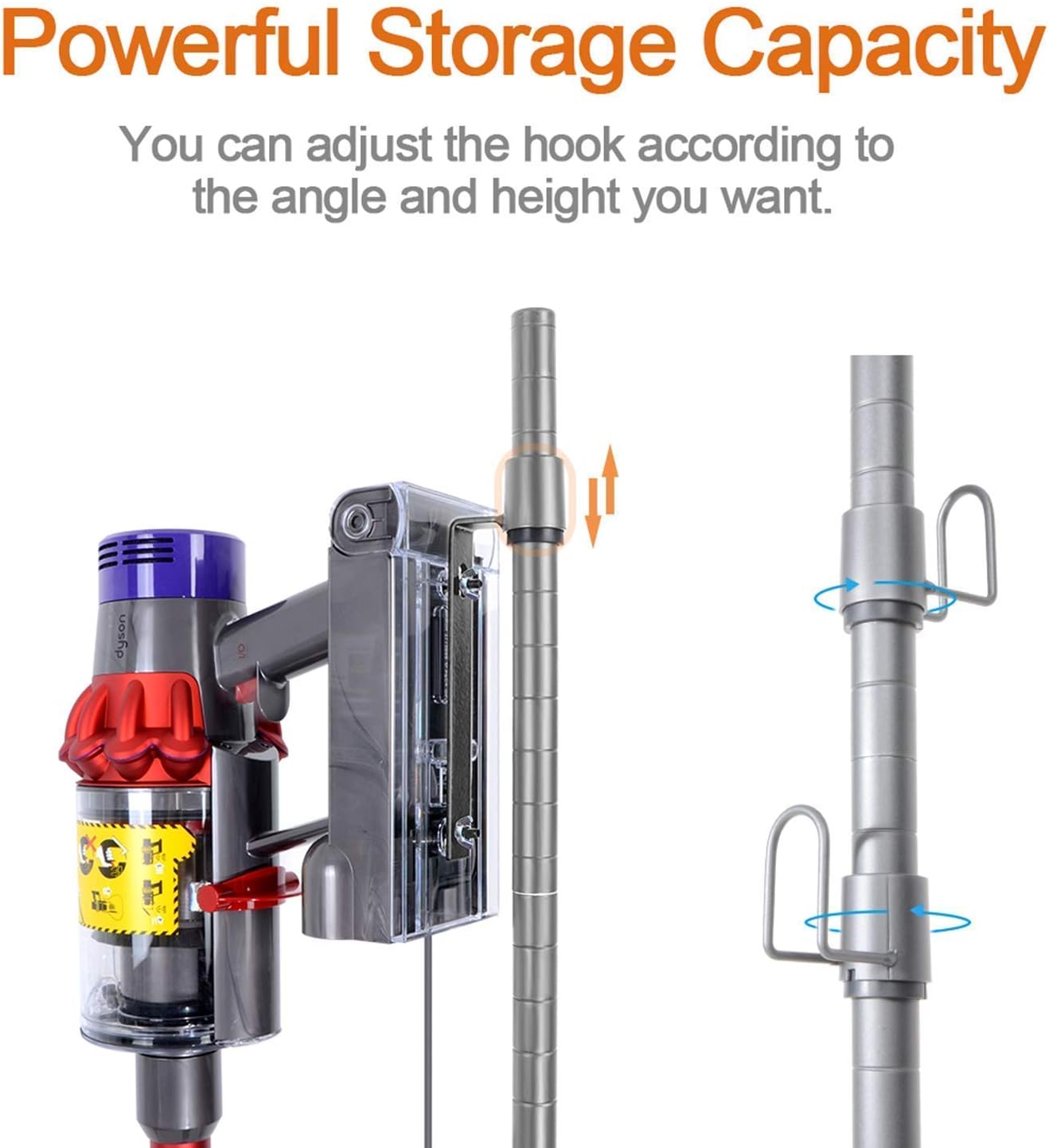 Upgraded Vacuum Accessory Stand for Dyson V11 V10 V8 V7 V6, Docking Station Holder for Dyson Cordless Vacuum Cleaners and Accessories, Metal Organizer Bracket with 6 Hooks, Silver Gray: Home & Kitchen