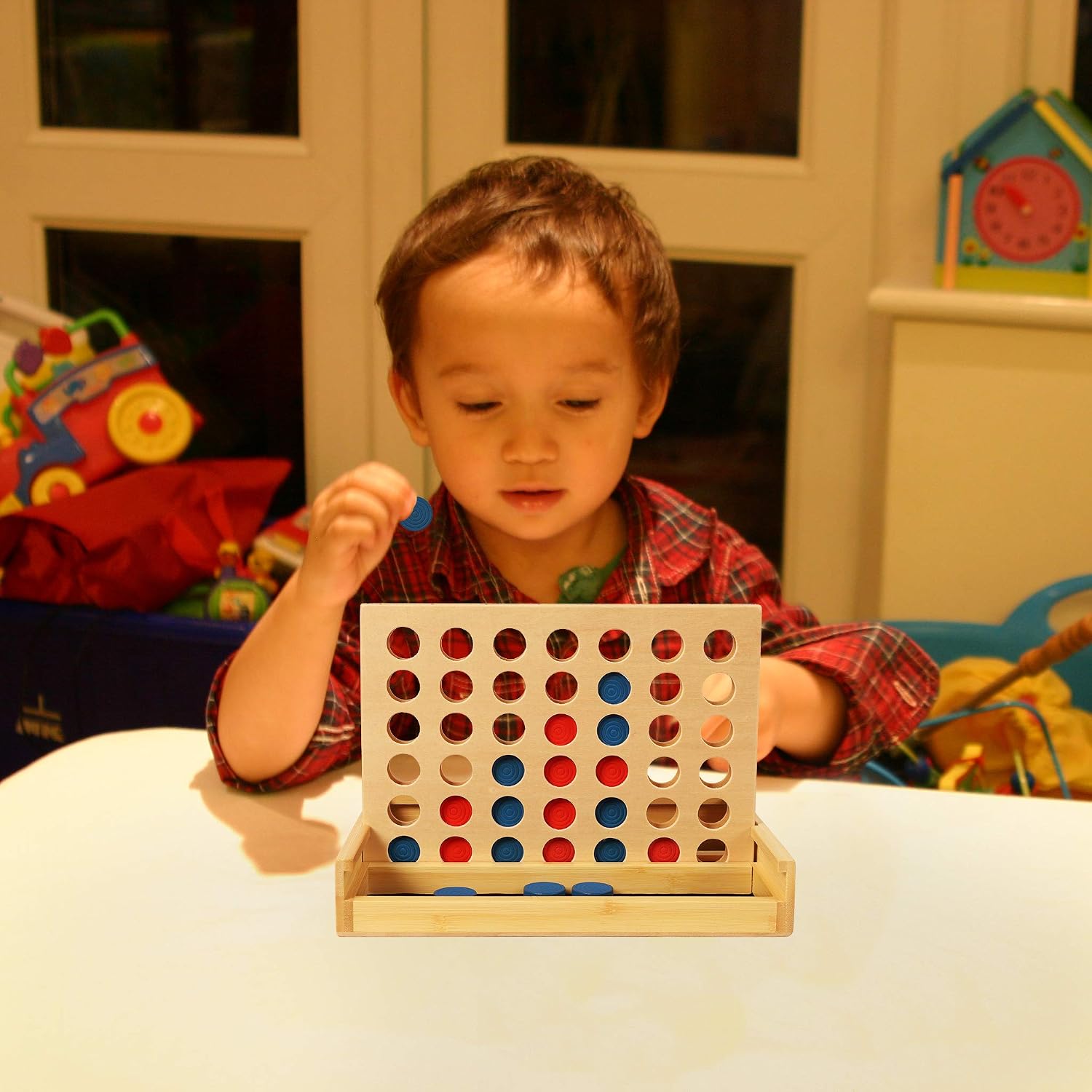 TOWO Wooden 4 in a Row Game, Classic Strategy Game for Adults Children-Connect the 4 Discs of Same Colour in a Row - Image 5