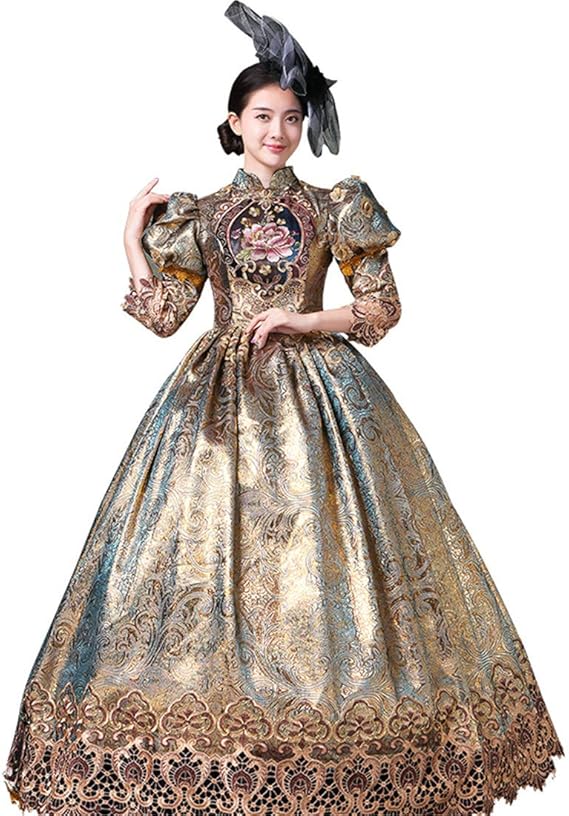 Amazon Co Jp プリンセスライン 公爵夫人 歌劇 宮廷服 髪飾り付き プリンセスラインお姫様ドレス 舞台 中世 貴族 衣装 豪華ロングドレス ステージ衣装としても最適 人気お姫様ドレス 舞台ステージ衣装演劇オペラ声楽 L 服 ファッション小物