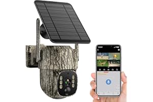 4G LTE Cellular Trail Camera with Built-in SIM Card – Solar Powered Game Camera 360° Panoramic View 2.5K Live Streaming, Two-