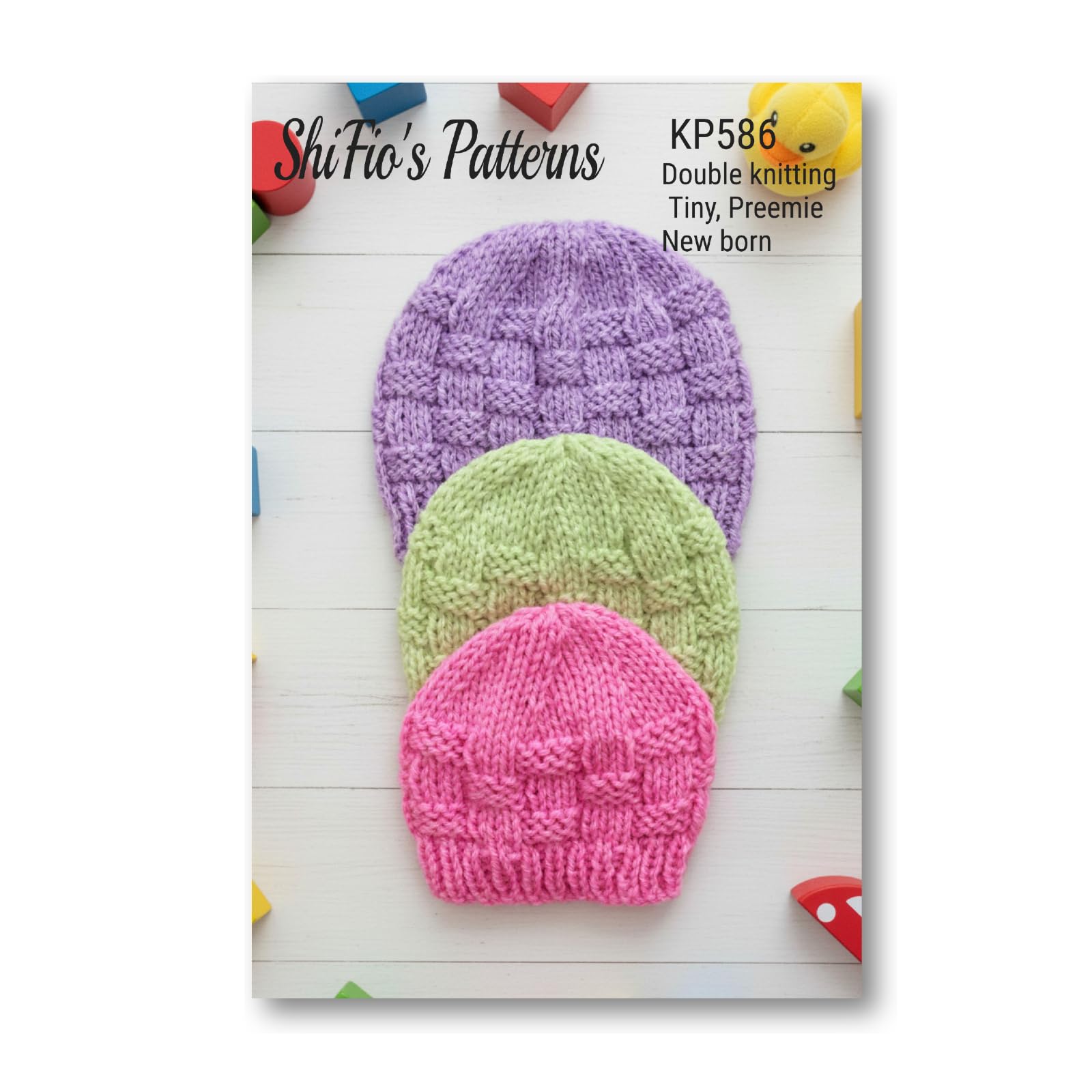 Knitting Pattern for Preemie Baby Hats, Sizes are Tiny, Premature and New-Born, Made in Double Knitting Yarn, 3 Sizes, Baby Hat Knitting Pattern, DK, KP586