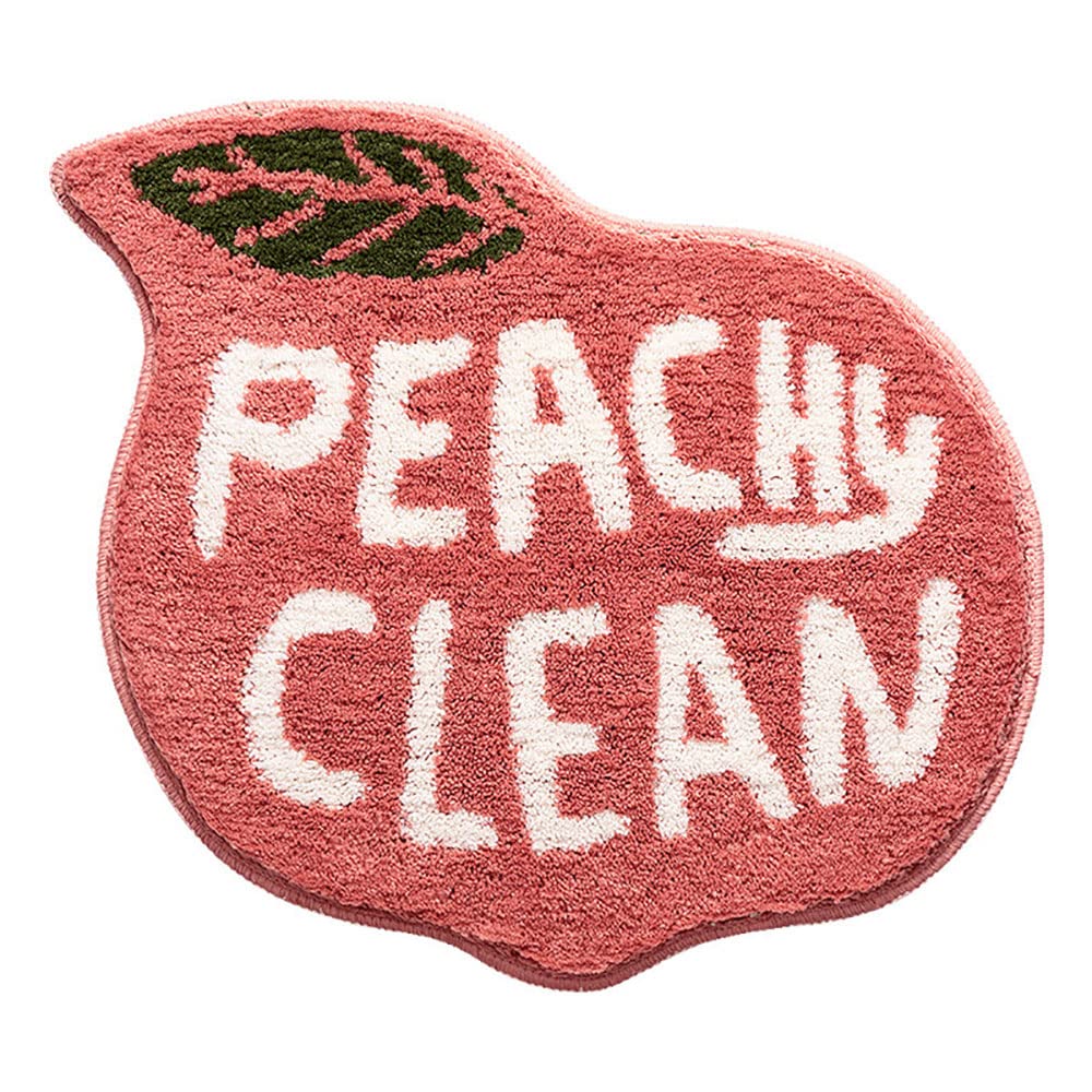 SagaSave Peach Bath Mat, Funny Cute Peachy Clean Non-Slip Washable Foot Mat Doormat for Bathroom Bedroom Kitchen Living Room, Pink