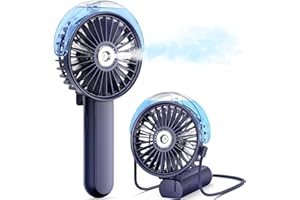 SWEETFULL Misting Fan Portable - 180° Foldable Handheld Personal Fan with Mist Spray, 3 Speeds, 30ml Water Tank, USB Rechargeable for Travel, Outdoors, Makeup, Camping, Home, and Office Use